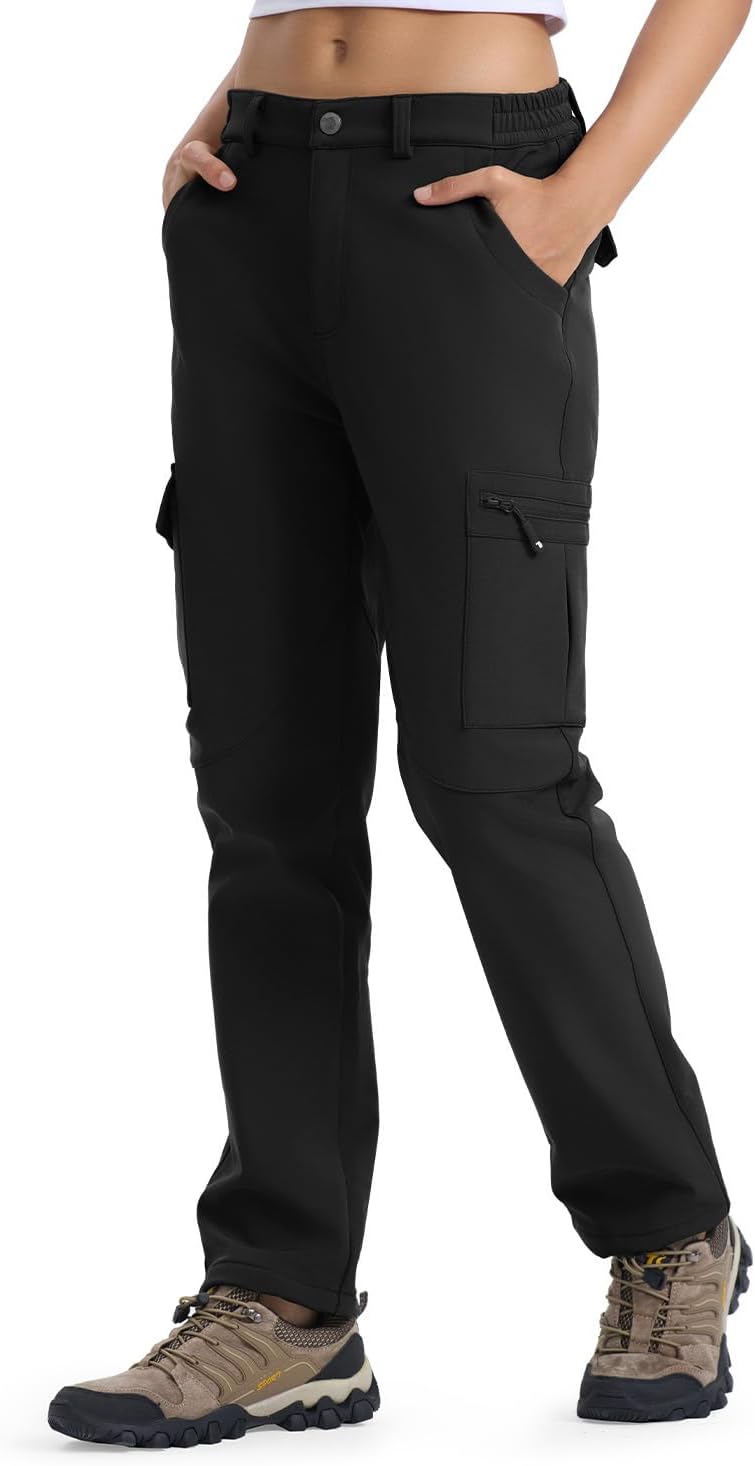 Detalle 2 de BGOWATU Women's Waterproof Fleece-Lined Snow Pants with 6 Pockets