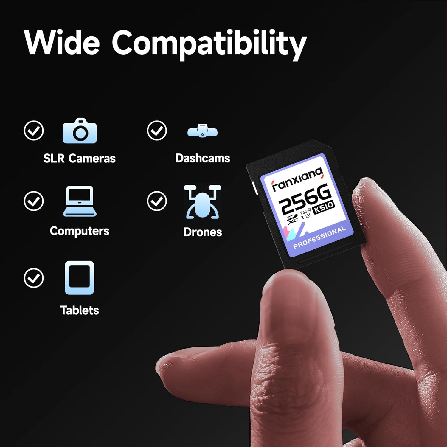 Detalle 2 de fanxiang SD Card 256GB SDXC – Ultra‑Reliable UHS‑I Card for 4K and Pro Photography