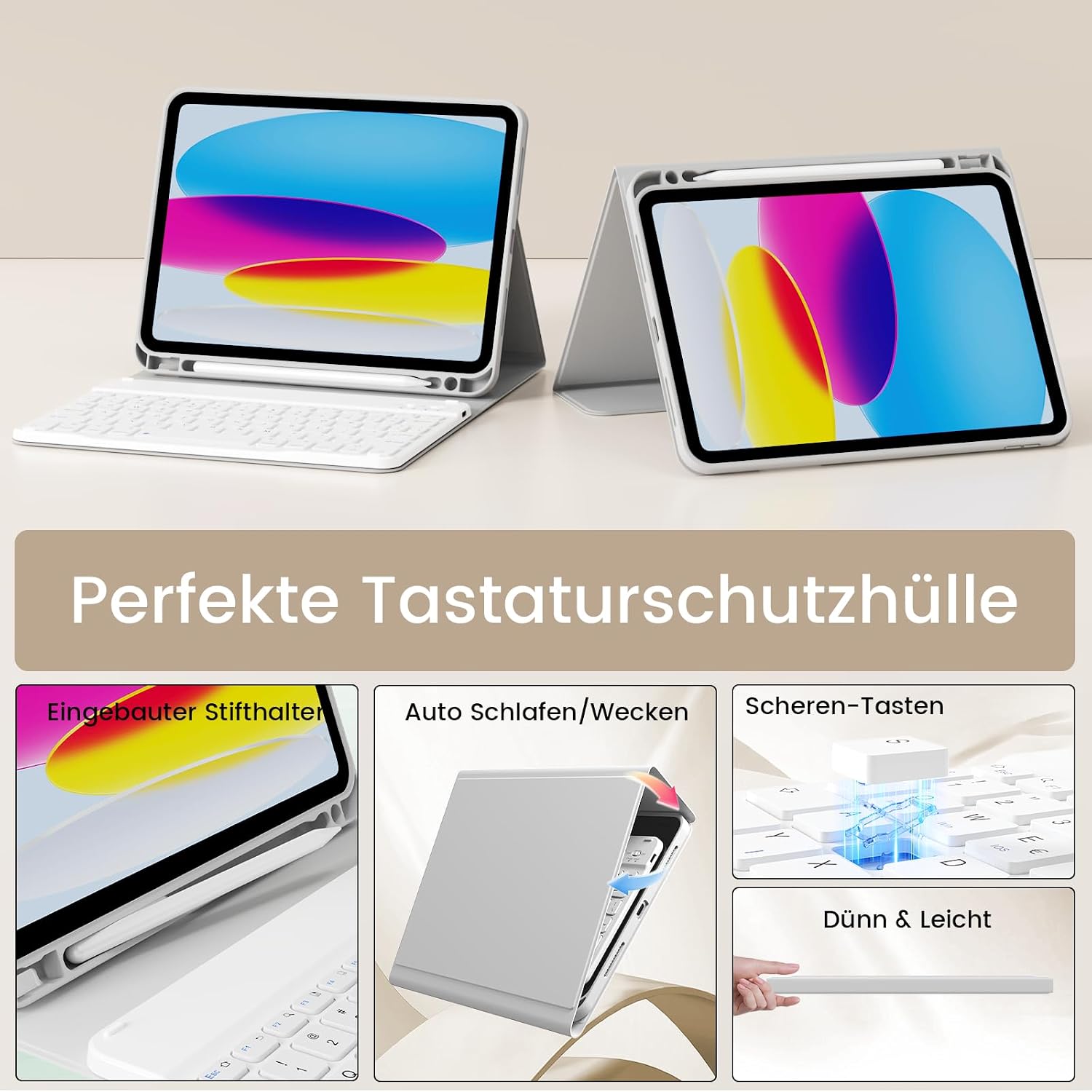 Detalle 2 de GKABXY Hülle mit Bluetooth‑Tastatur für iPad 10,9–11"