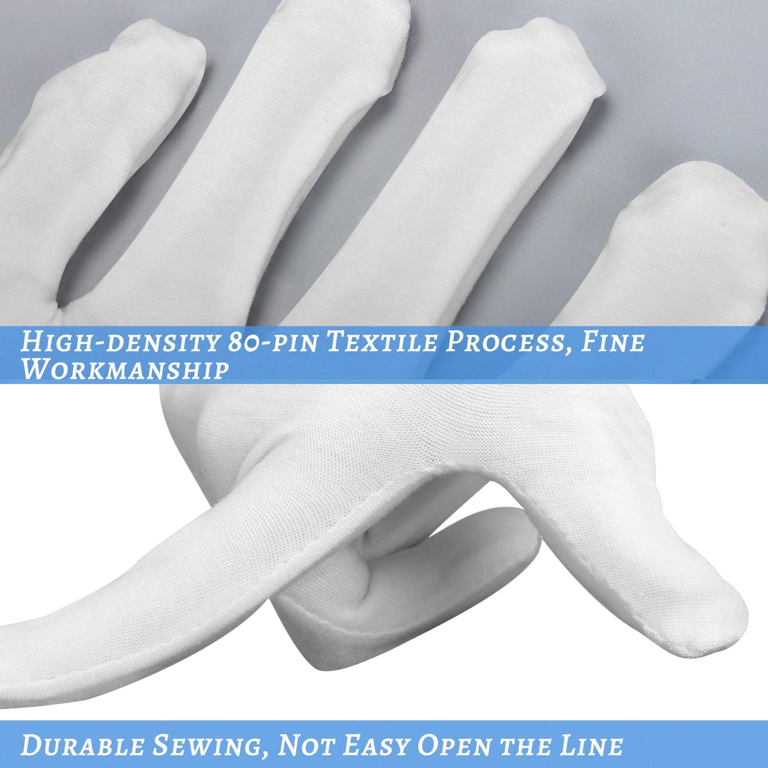 Detalle 2 de 30 Pcs White Cotton Gloves for Dry Hands ⚙