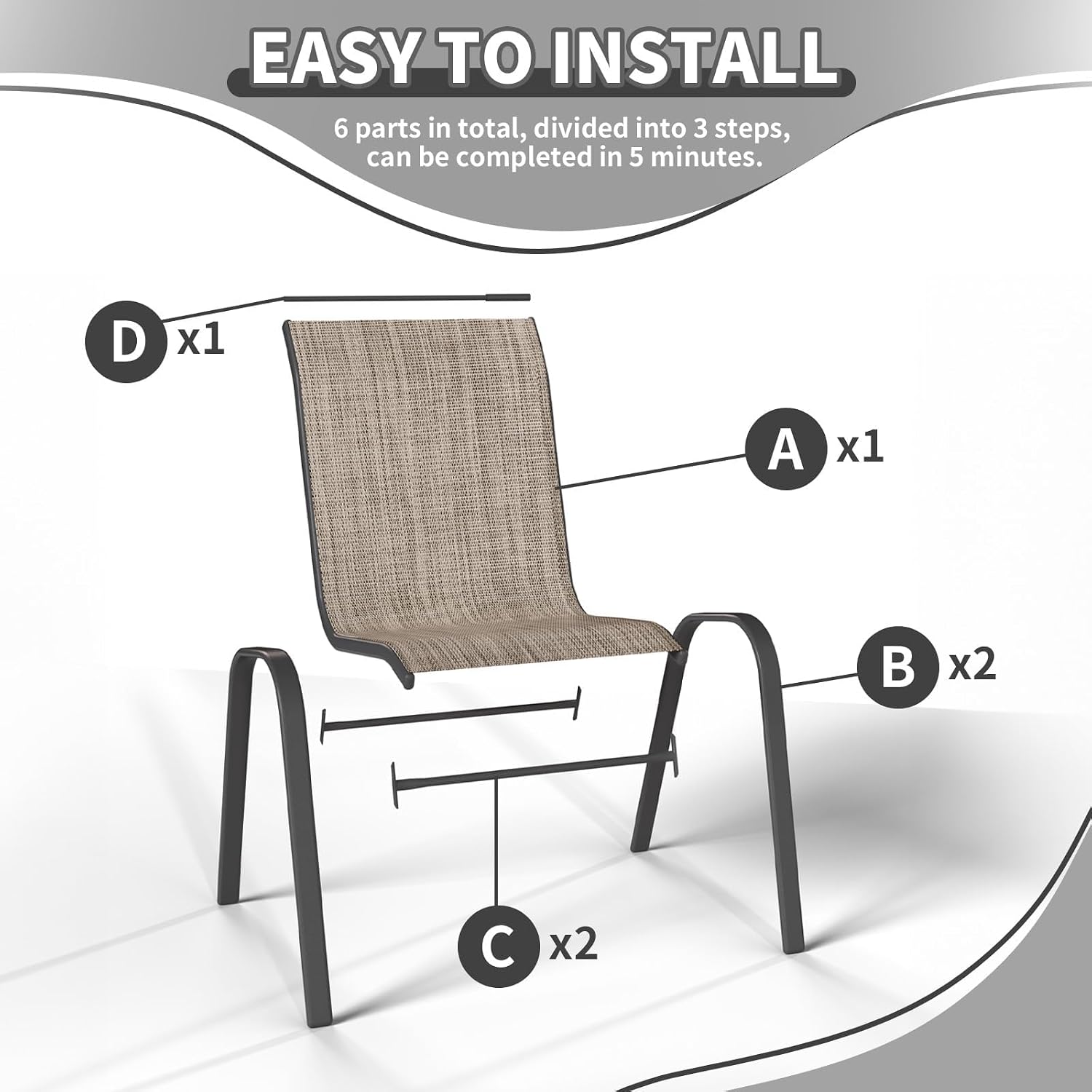 Thumbnail 5 de UDPATIO Set di 4 Sedie da Giardino Impilabili: comfort, stile e praticità per esterni