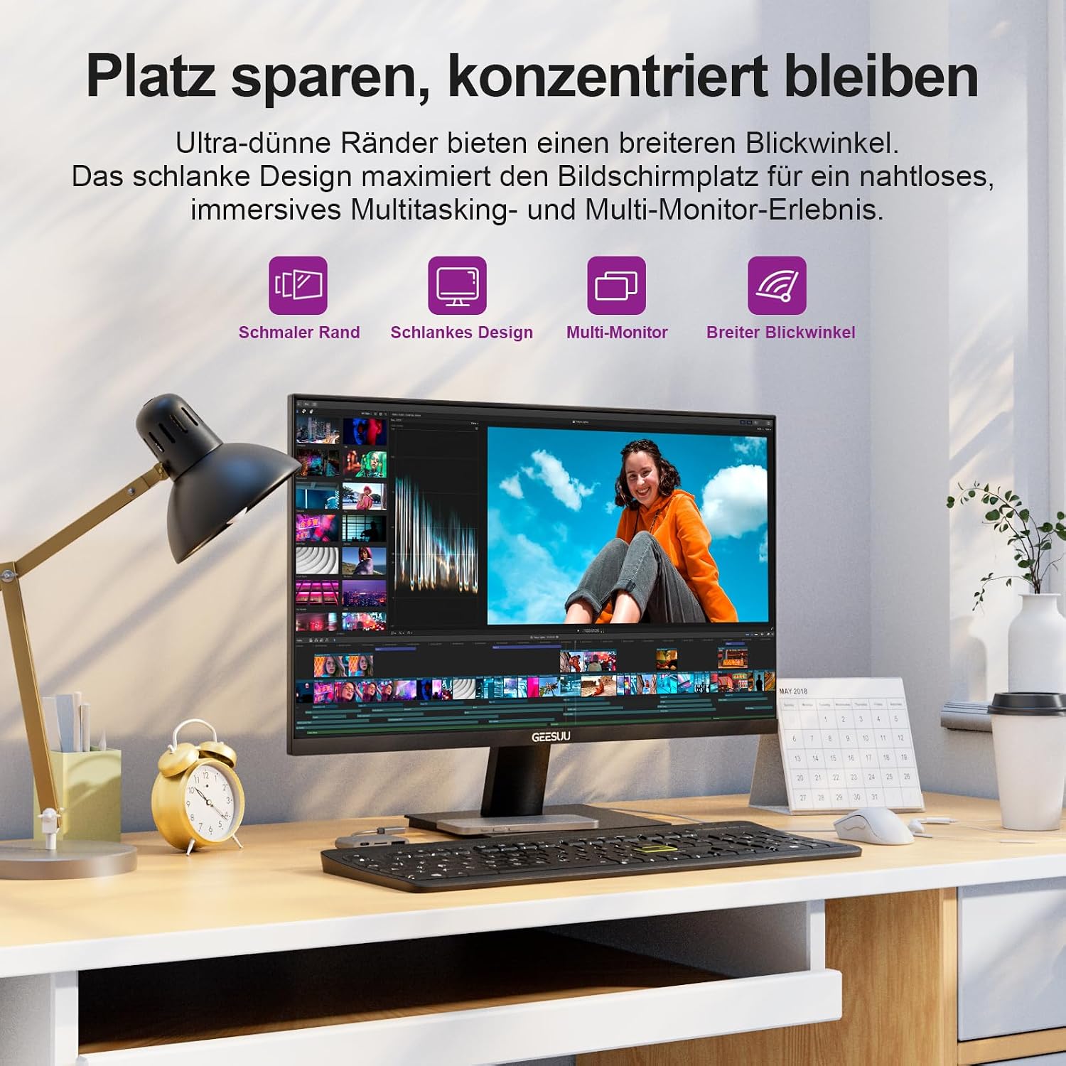 Thumbnail 3 de GEESUU 24 Zoll Monitor – 144 Hz, FHD, Eye-Care, HDMI 2.0 & DP 1.2