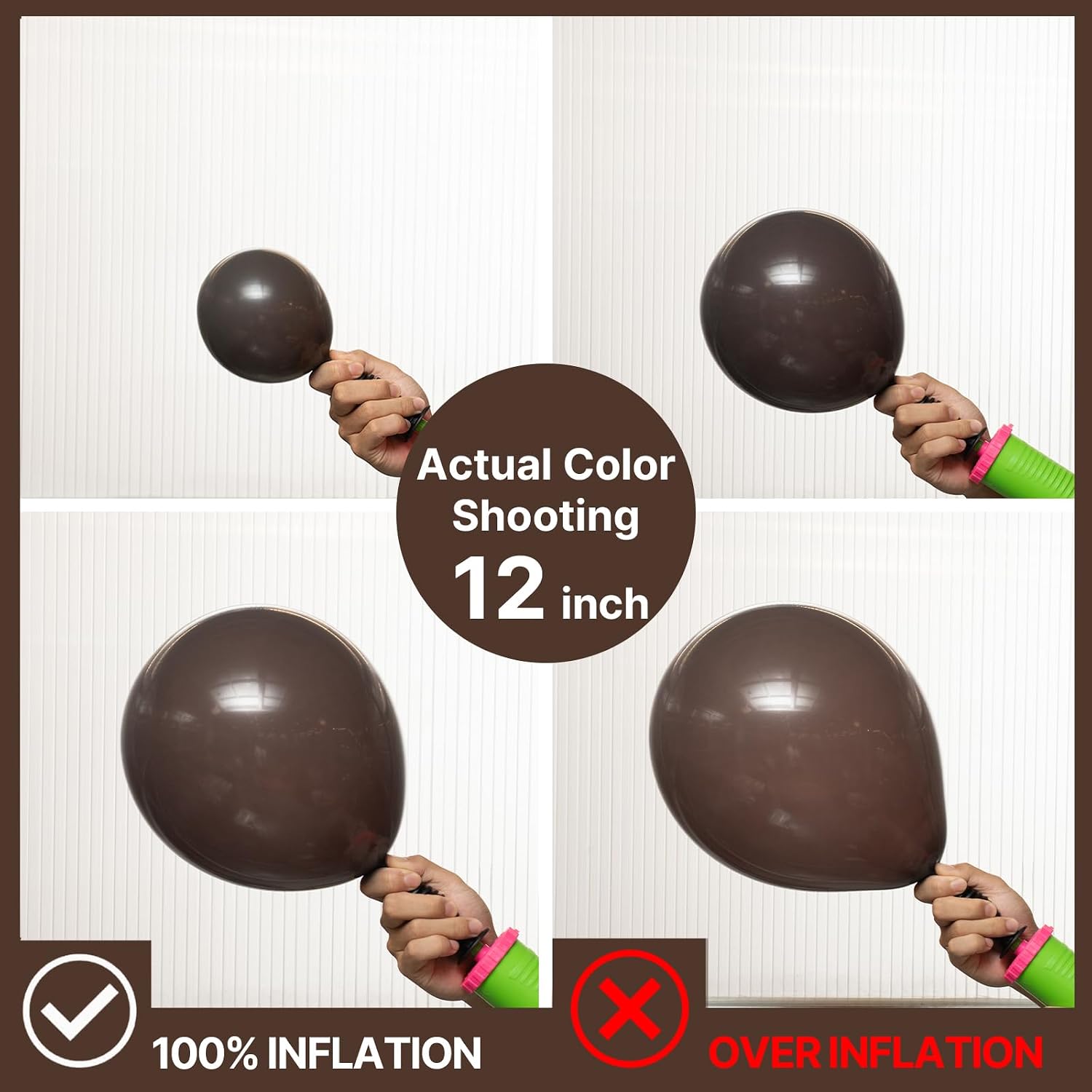 Detalle de PartyWoo Balloons Dark Brown Balloon Set, 100 Latex Balloons in Four Sizes