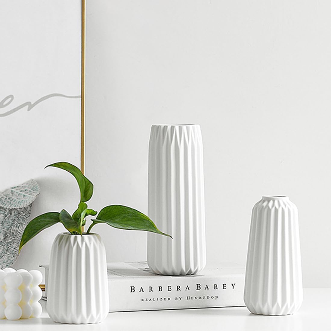 Thumbnail 4 de Set of 3 Small Ceramic Flower Vases (Nordic style) for Dining Table Decoration