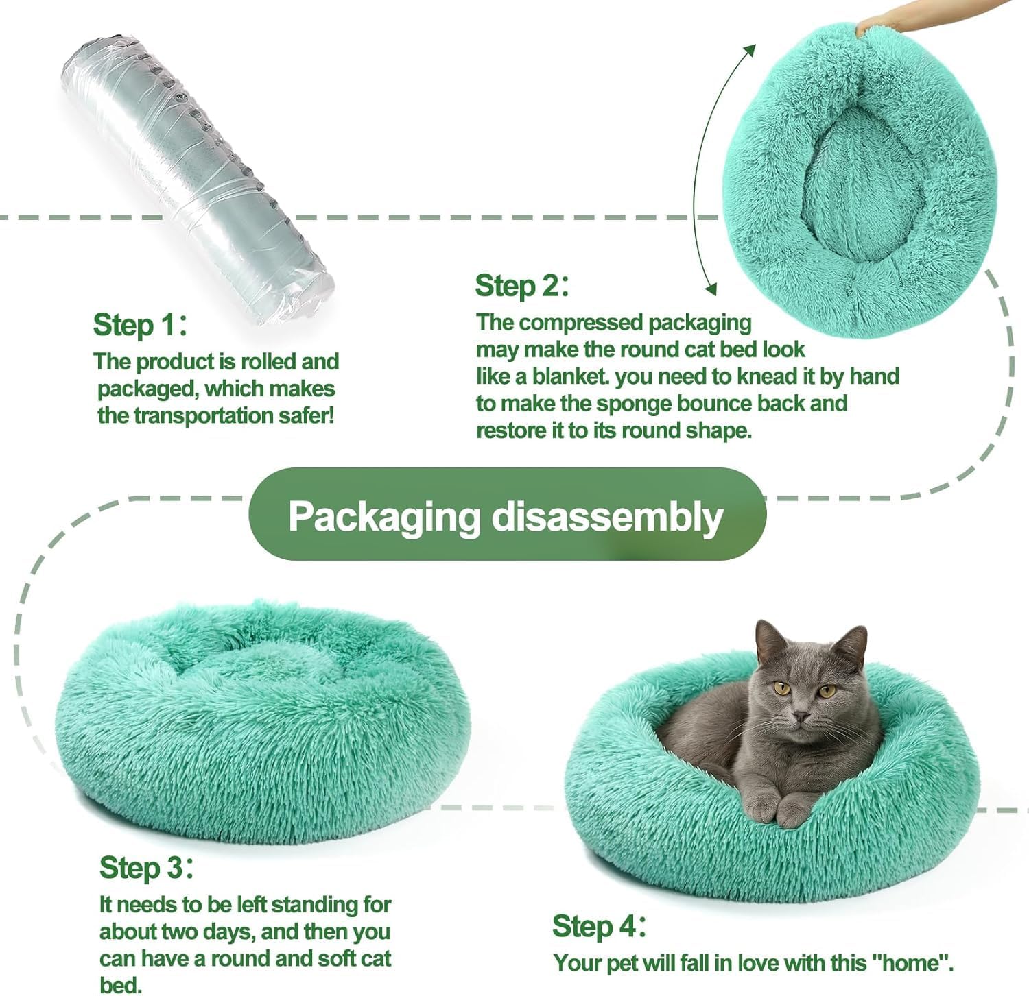 Detalle 1 de DONWEI Donut Bed 50x50cm calming dog bed