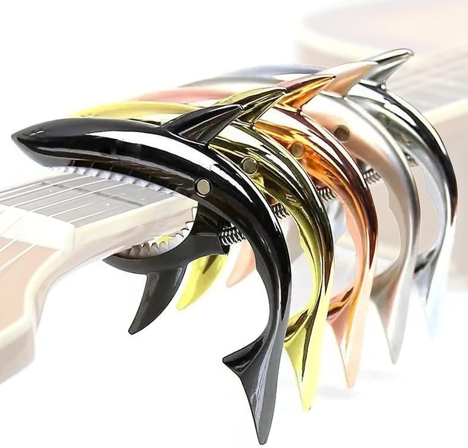 Detalle 2 de UPELLA Shark UP-SC4 Guitar Capo with Zinc Alloy Body and Velvet Bag