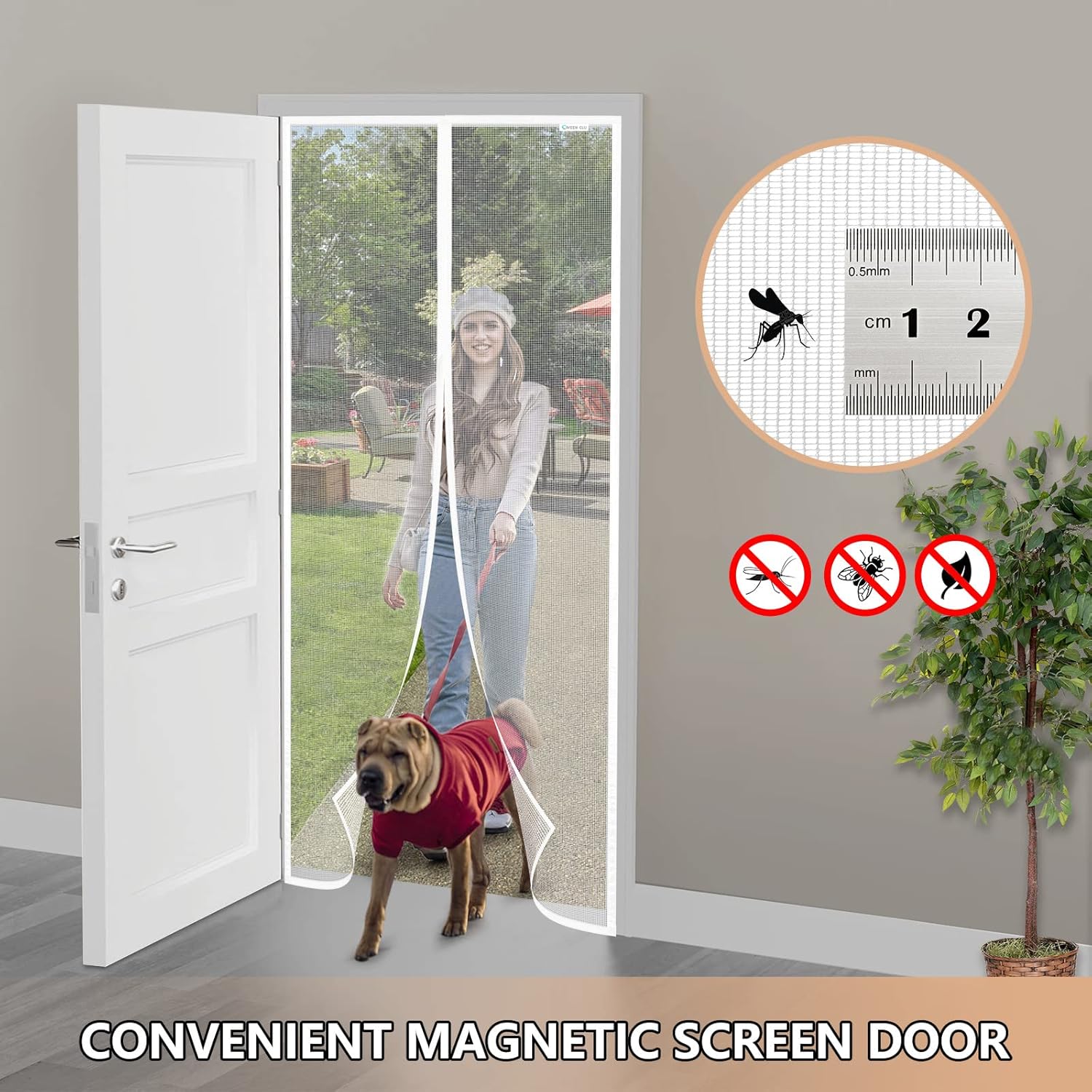Thumbnail 1 de CWEEN CLU Fliegengitter Tür 95x200 cm – magnetische, bohrfreie Insektenschutz-Tür in Weiß