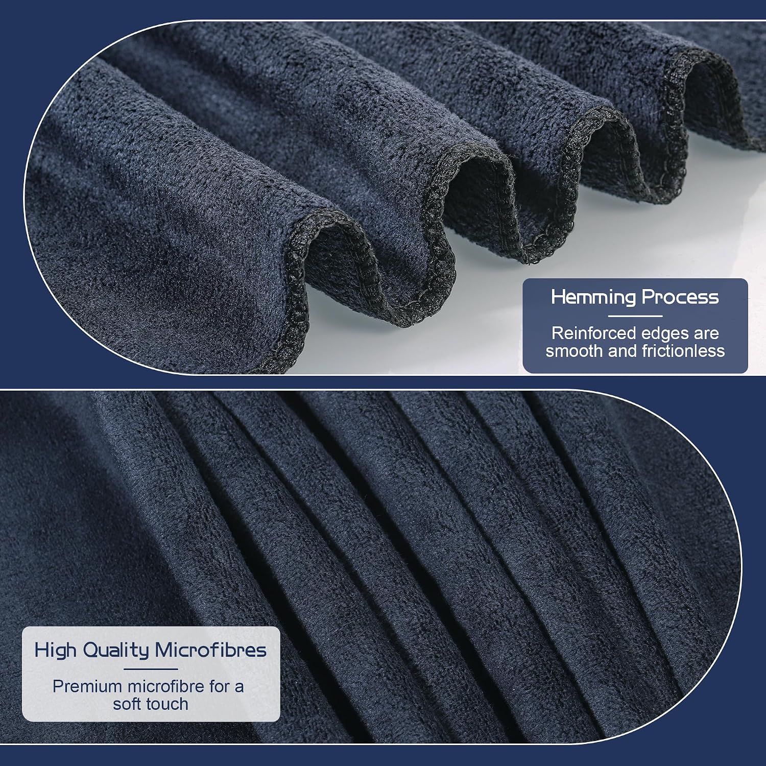 Thumbnail 3 de 2 Pezzi Asciugamano Palestra Microfibra 100x50 cm – Pelle-friendly, Nero