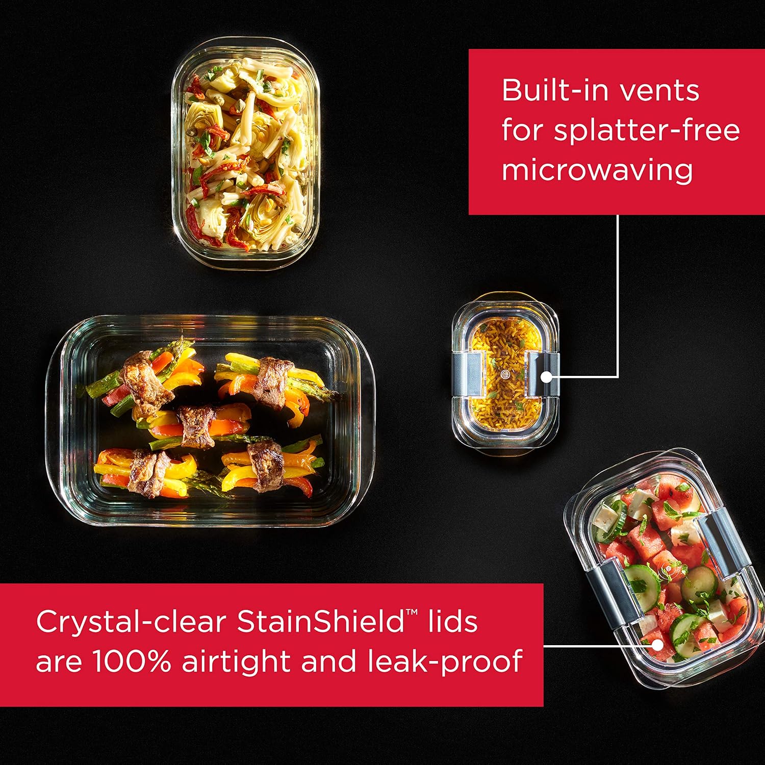 Detalle 2 de Rubbermaid Brilliance Glass Food Storage 3.2 Cup set 🍱