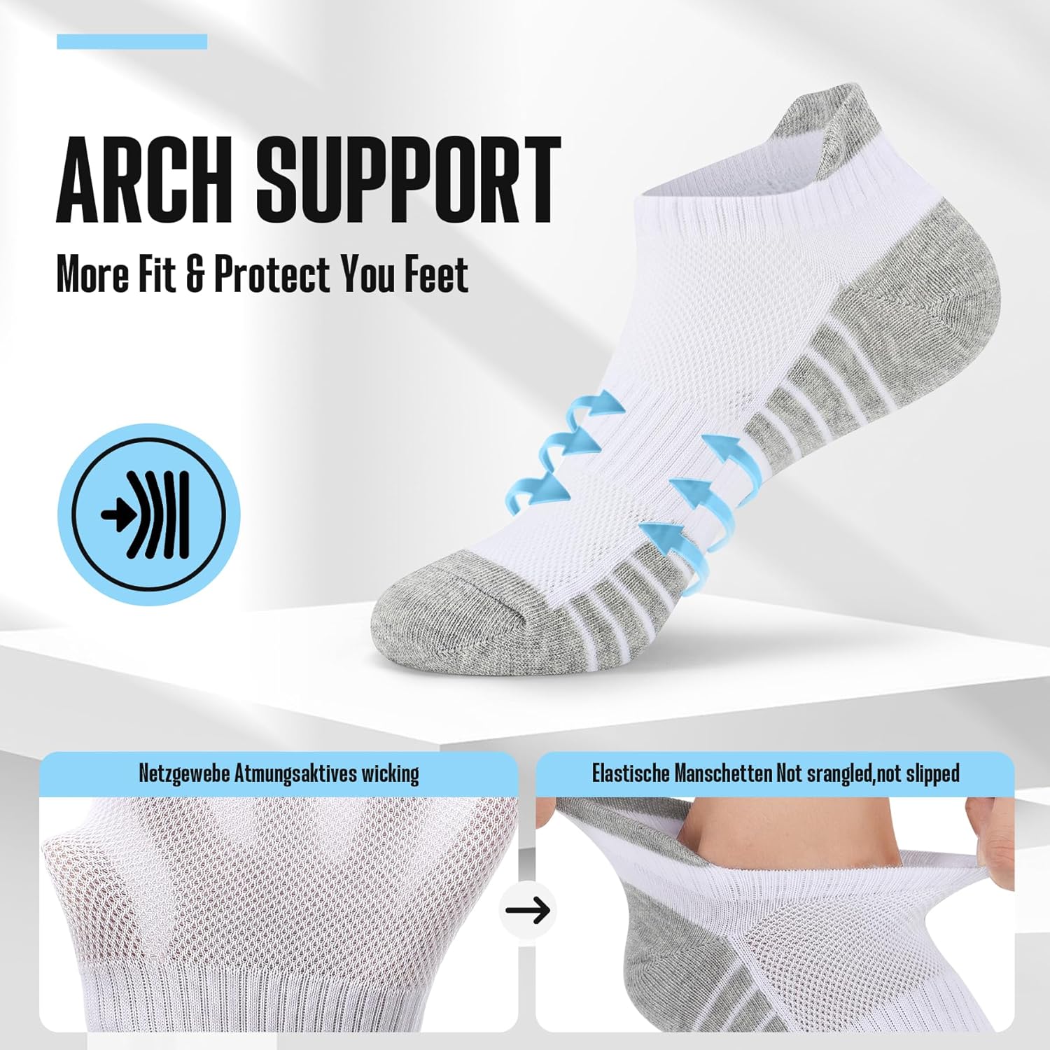 Thumbnail 5 de FALARY Lot de 10 Chaussettes de Sport Homme/Femme – Socquettes Running Basses en Coton