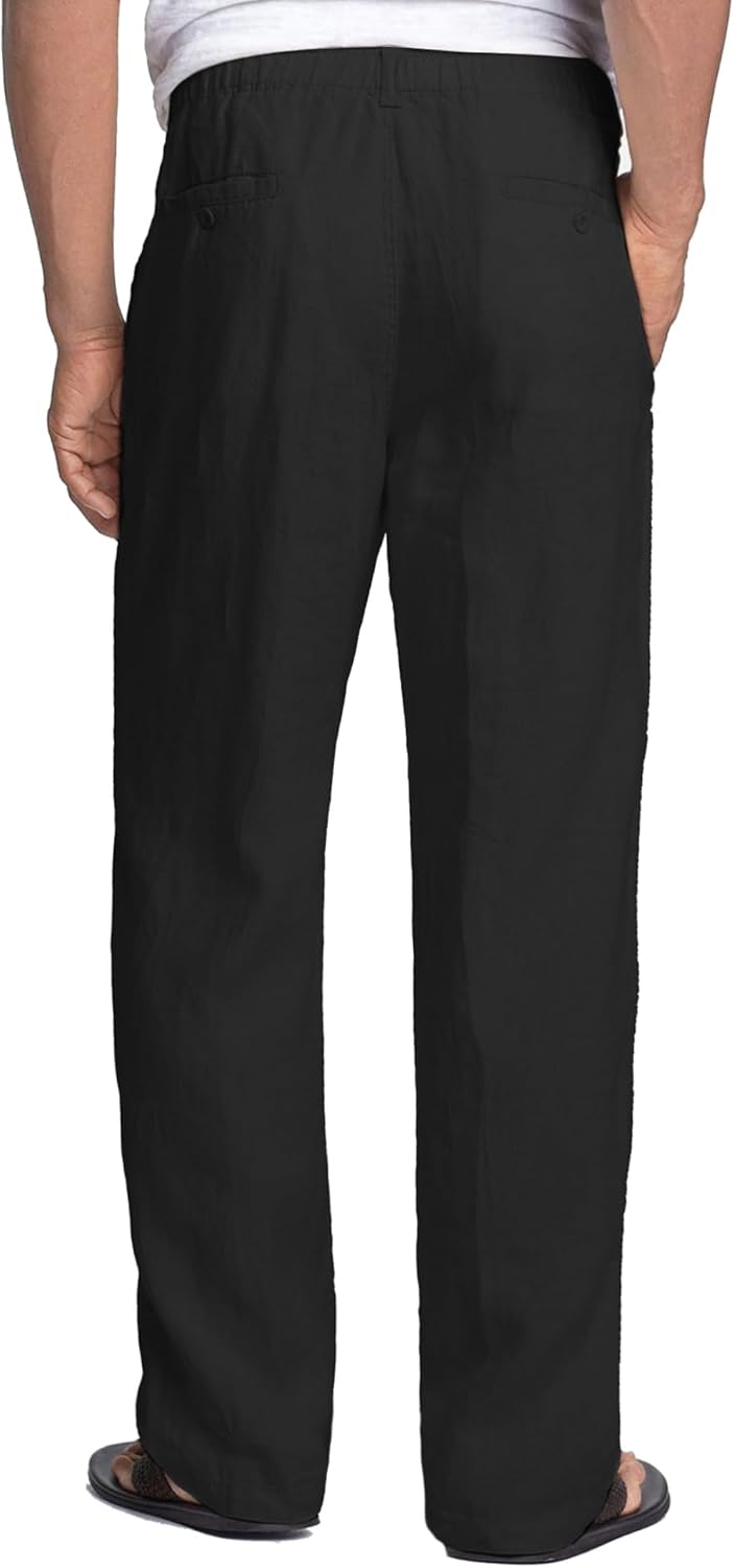 Thumbnail 1 de COOFANDY Men’s Linen Pants with Elastic Waist & Drawstring, Zip Fly Lightweight Casual Trousers