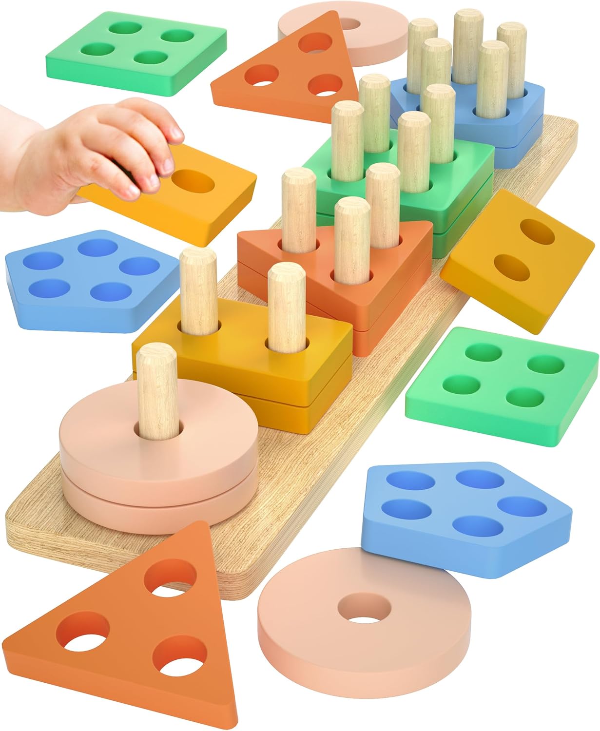 Thumbnail 6 de Uping Holzspielzeug Sortierspielzeug ab 1 Jahr – Motorik- und Lernspiel für Formen & Farben