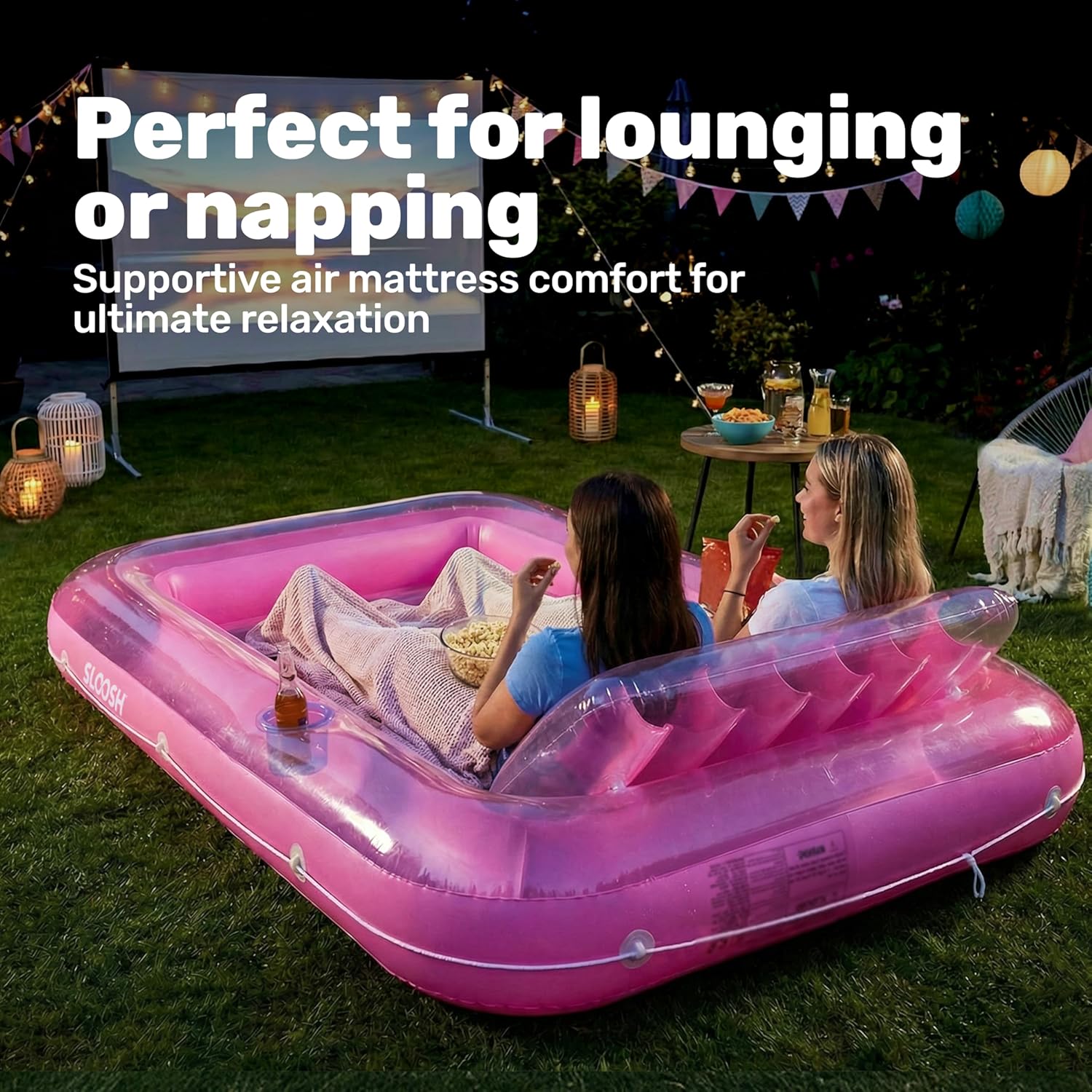 Thumbnail 6 de SLOOSH Inflatable Tanning Pool Lounger Float (85" x 57"), XL Pink