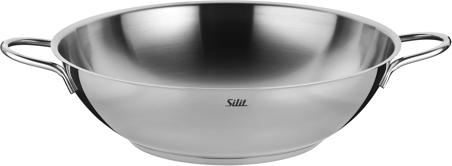 Silit Wok 32 cm – Induktionswokpfanne aus Edelstahl, für alle Herdarten