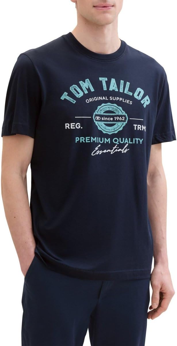 Thumbnail 3 de TOM TAILOR Herren T-Shirt aus Baumwolle mit Logo-Print