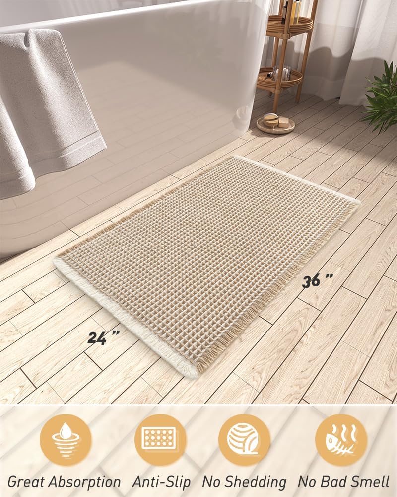 Thumbnail 1 de AMOAMI Upgraded Waffle Bath Mat – Ultra Absorbent, Non-Slip, 24" x 36