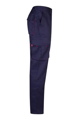 Detalle 2 de Pantalón Velilla 103004 Pantalón Bicolor Multibolsillos (Azul Marino y Rojo) – Talla 44