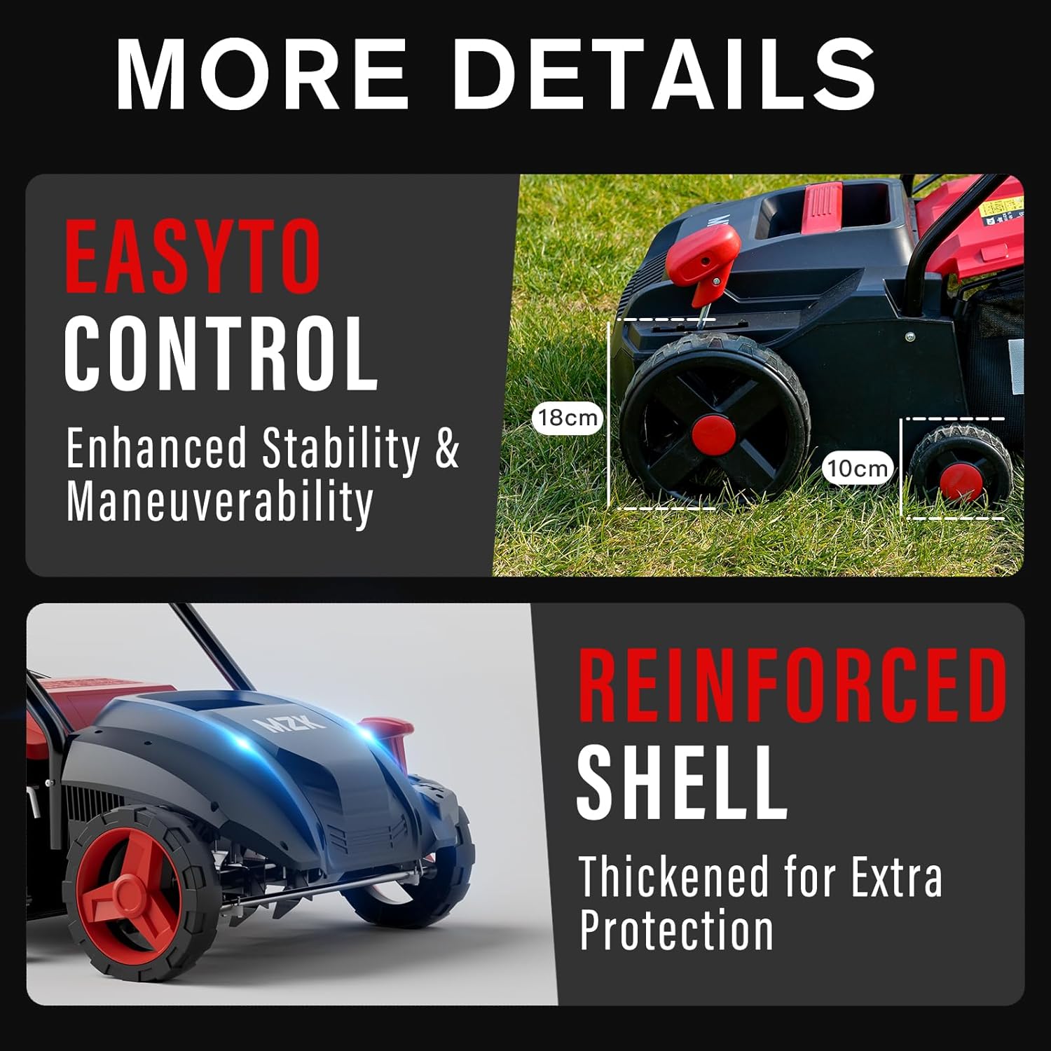Detalle de MZK 33 cm 13 Amp 2-in-1 Electric Lawn Scarifier and Aerator