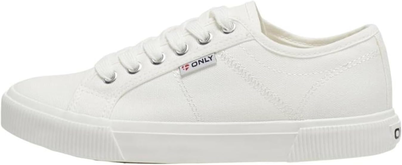Detalle de ONLY Damen Onlnicola Canvas Sneaker Noos – Damen-Sneaker aus Canvas mit mandelförmiger Zehenform