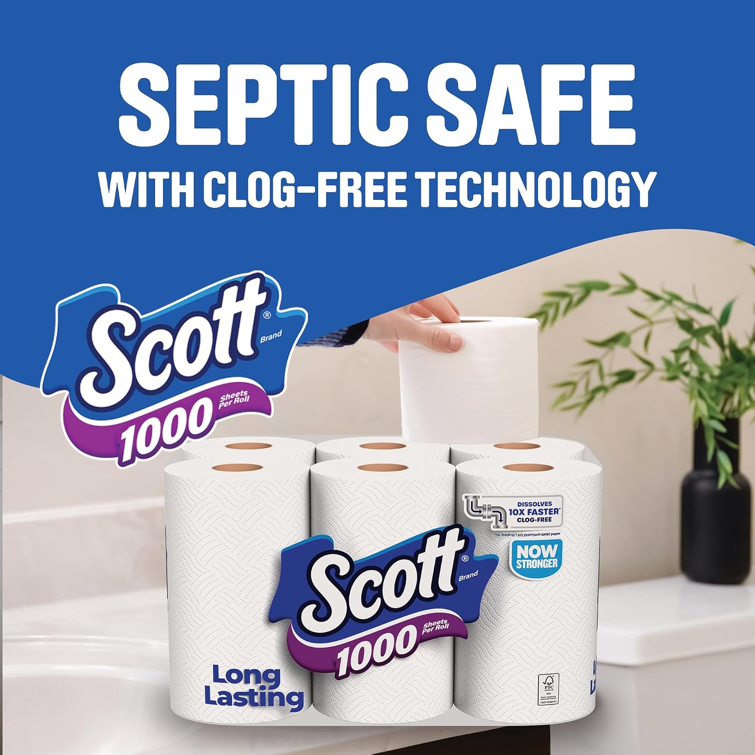 Detalle 2 de Scott 1000 Toilet Paper — 18 Rolls, 1000 Sheets per Roll (1-ply)