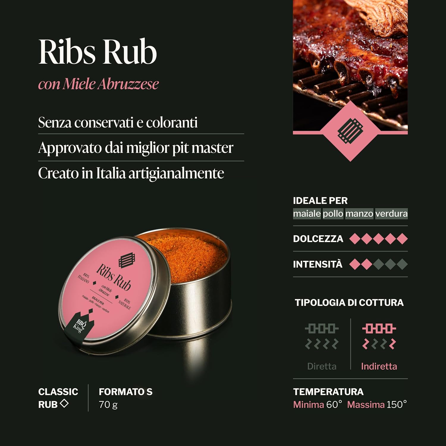 Thumbnail 2 de BBQ KING – Multi Pack Pitmaster Rub: 4 aromi da 70 g per barbecue italiani