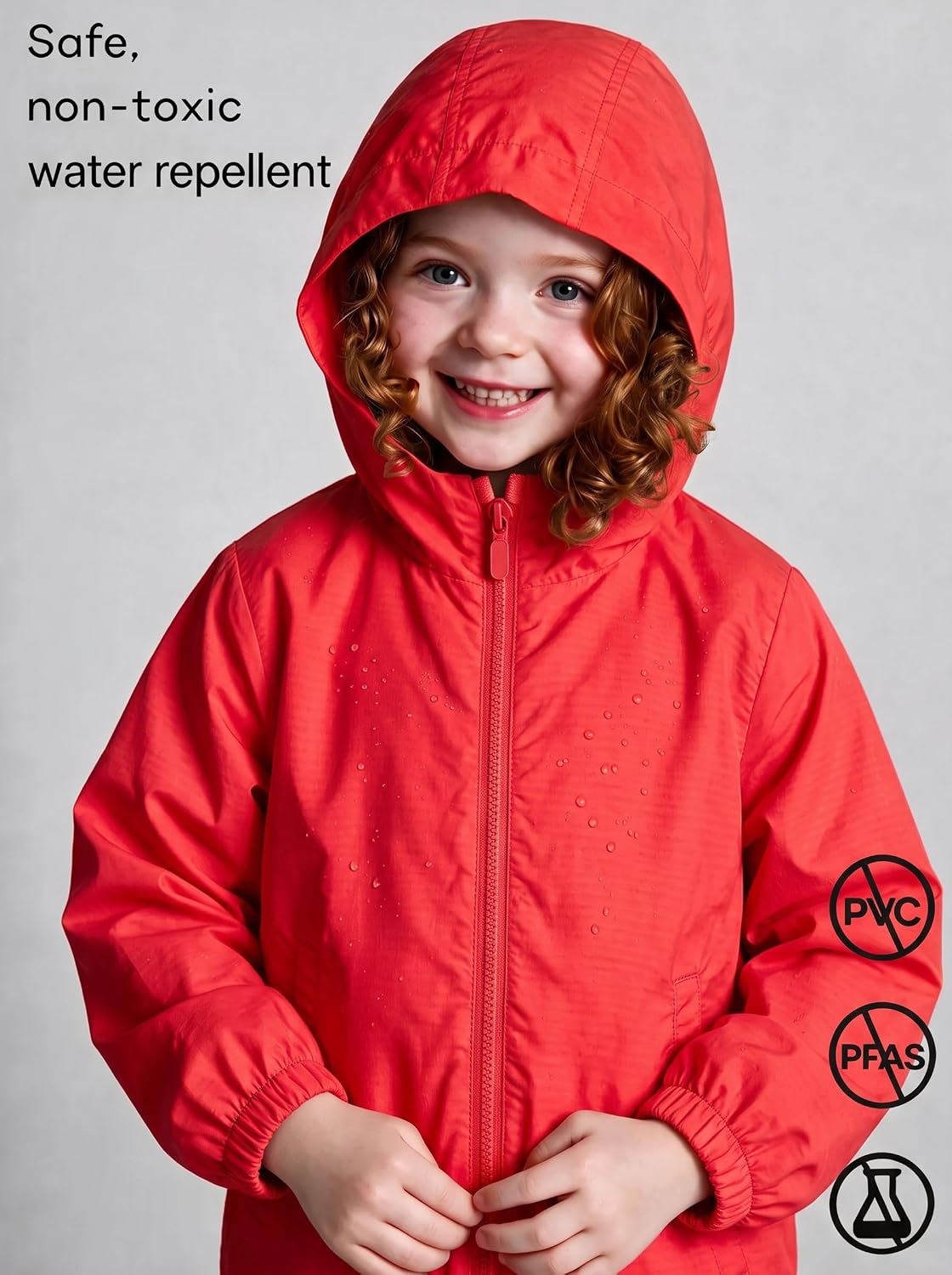 Detalle de EIGIOO Kids’ Hooded Windbreaker, Packable 100% Nylon Rain Jacket