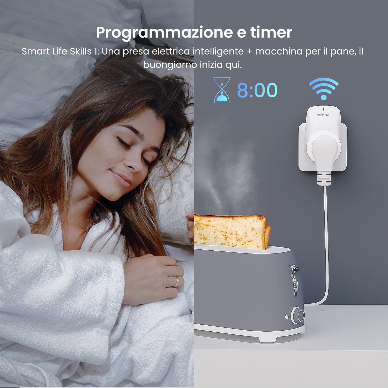 Detalle 2 de Tenda Smart WiFi Beli SP9 (16A, 3.68KW) con monitoraggio energetico, controllo Alexa e Google Home