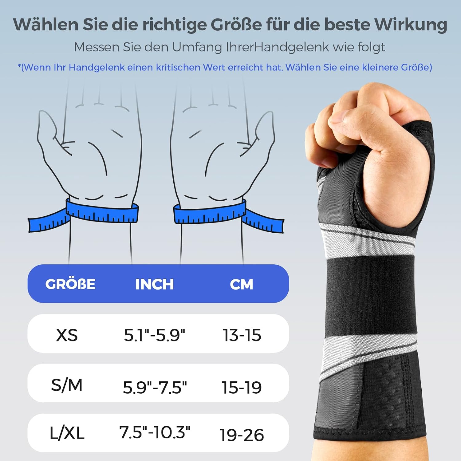 Detalle de FREETOO Leicht-Passform Handgelenkstütze mit Bionischem Karpaltunnel-Schienenband – einstufiges Anlegen bei RSI & Sehnenscheidenentzündung