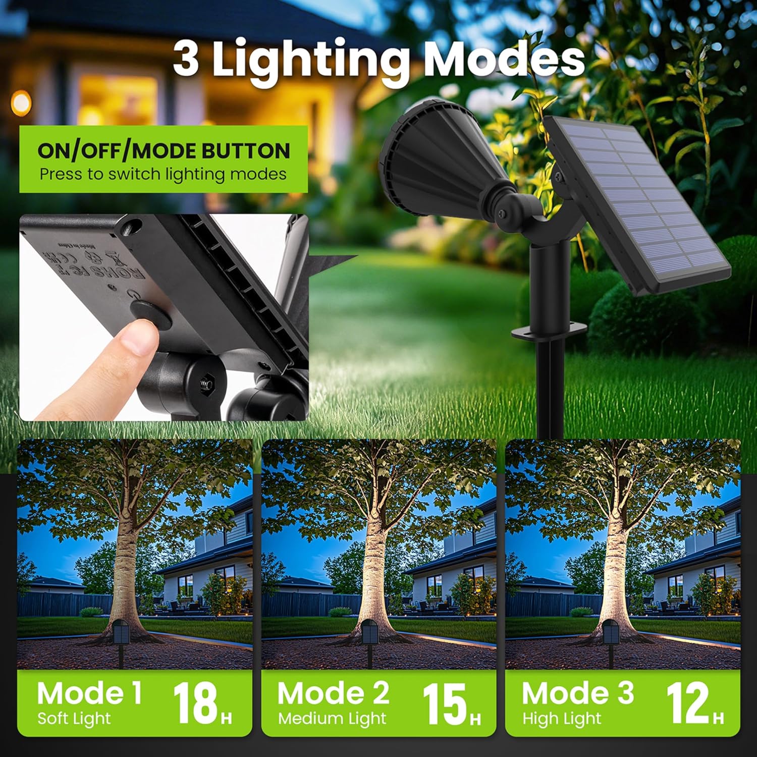 Thumbnail 2 de Solpex Solar Spot Lights Outdoor Garden (IP65, 25 LEDs, Cold White) – 6 Pack