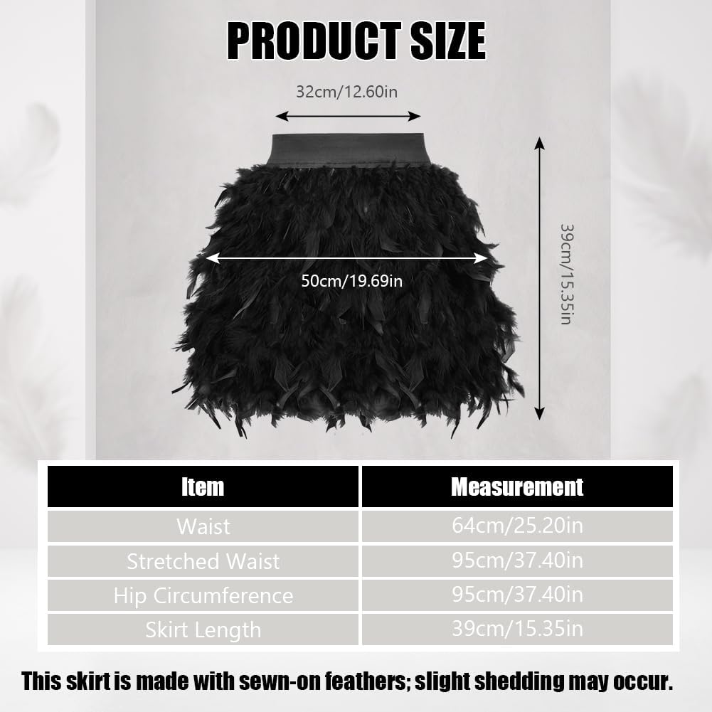 Detalle 2 de AOOWU Masquerade Feather Mini Skirt, Gothic Raven-Wing Costume