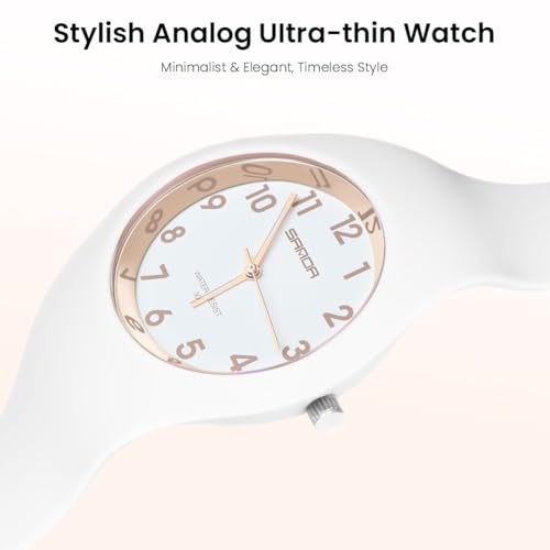 Detalle de AOOSU Montre pour Femme avec Bracelet en Silicone – Grand Cadran Analogique Étanche 30M, Quartz