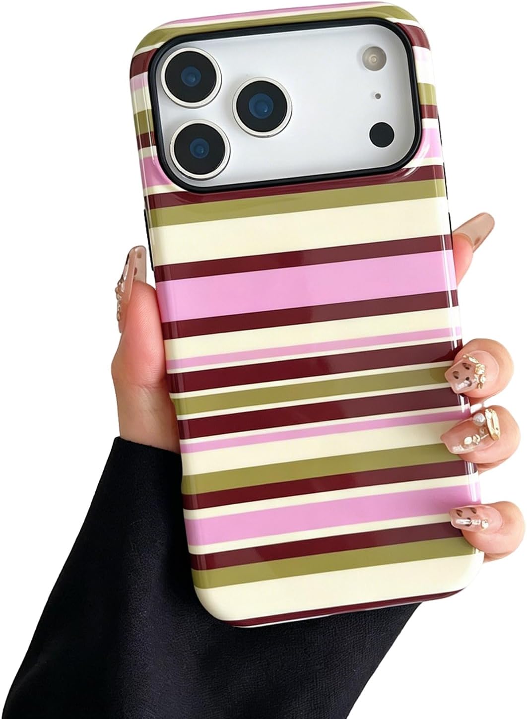 Detalle de Sayoaho iPhone 17 Pro Max Case, Yellow Stripes, TPU Edge and Hard Back