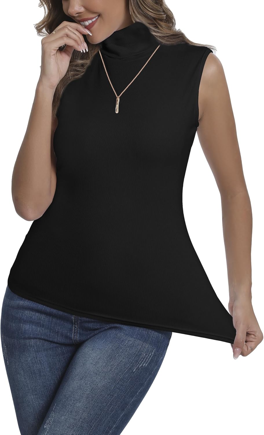 Detalle 2 de Women Classic Sleeveless Turtleneck Pullover Vest
