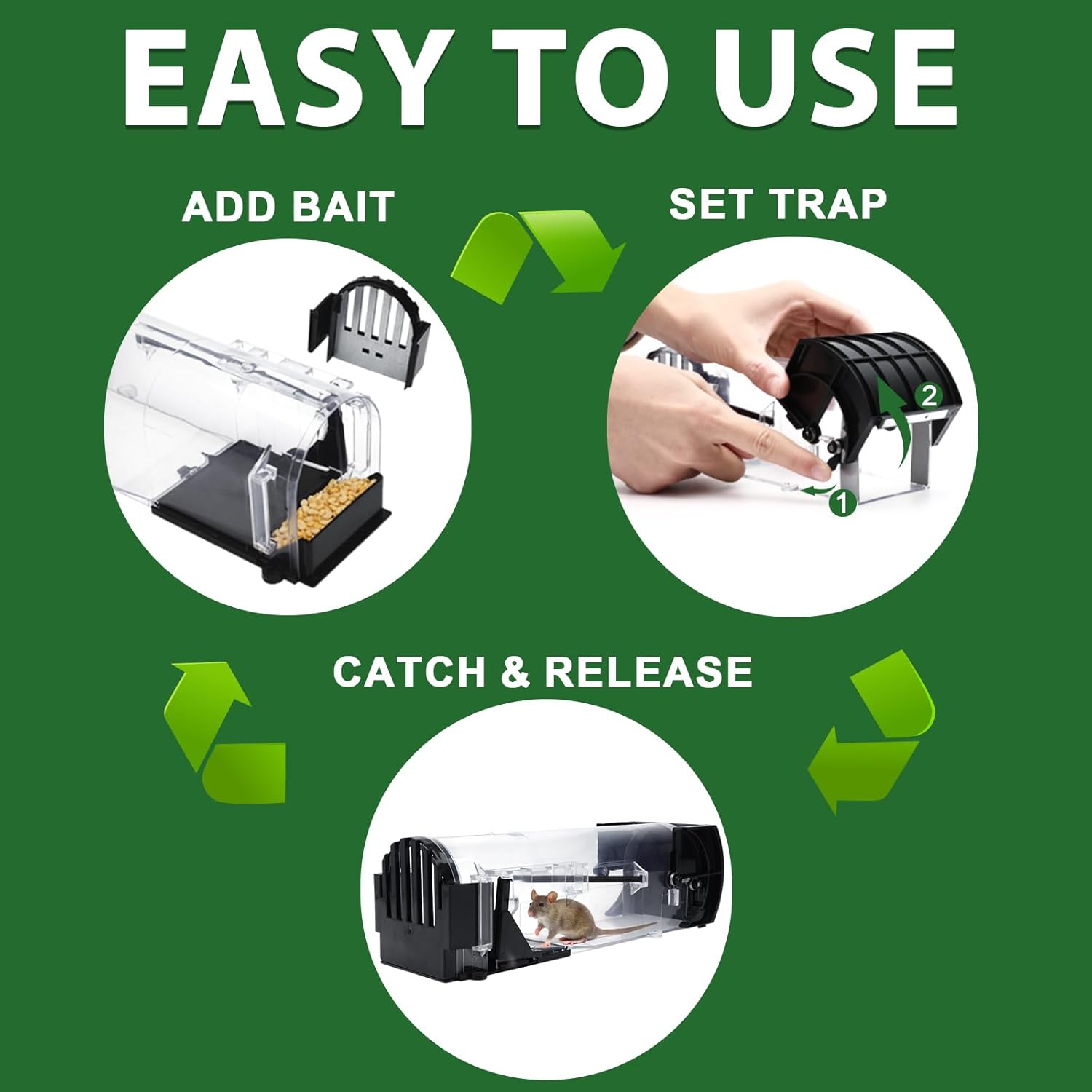 Detalle 2 de EGOFLYYA Humane Mouse Trap 2 pack 🐭