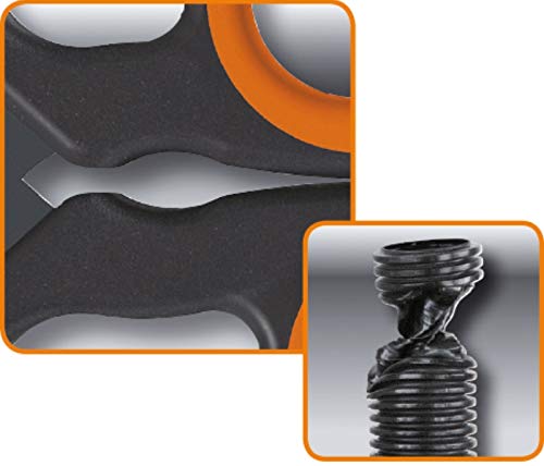 Detalle de Beta 1128BAX: Tijeras de electricista de efecto doble con perfil de fresa y recubrimiento DLC