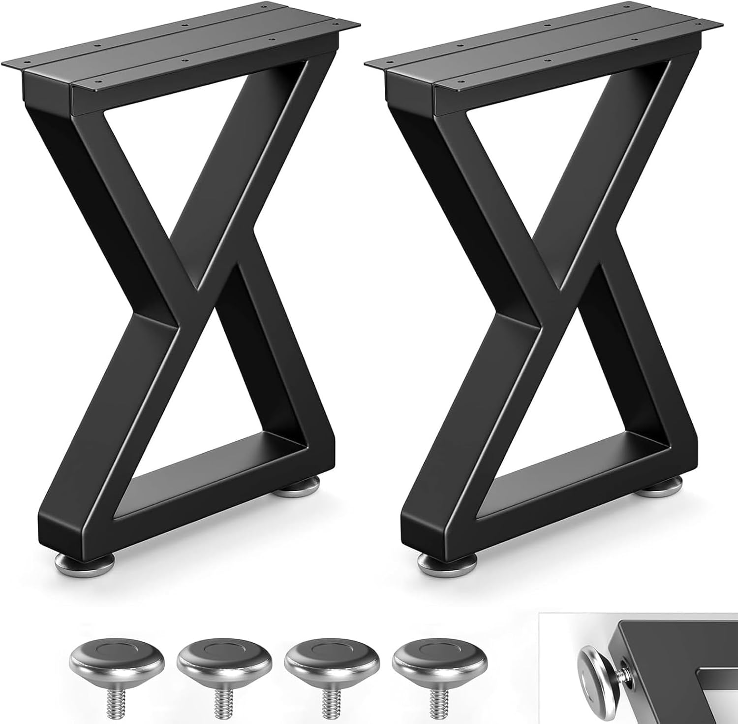 Likapop 28in Z-Type Metal Table Legs (Pair) with Adjustable Non-Slip Feet