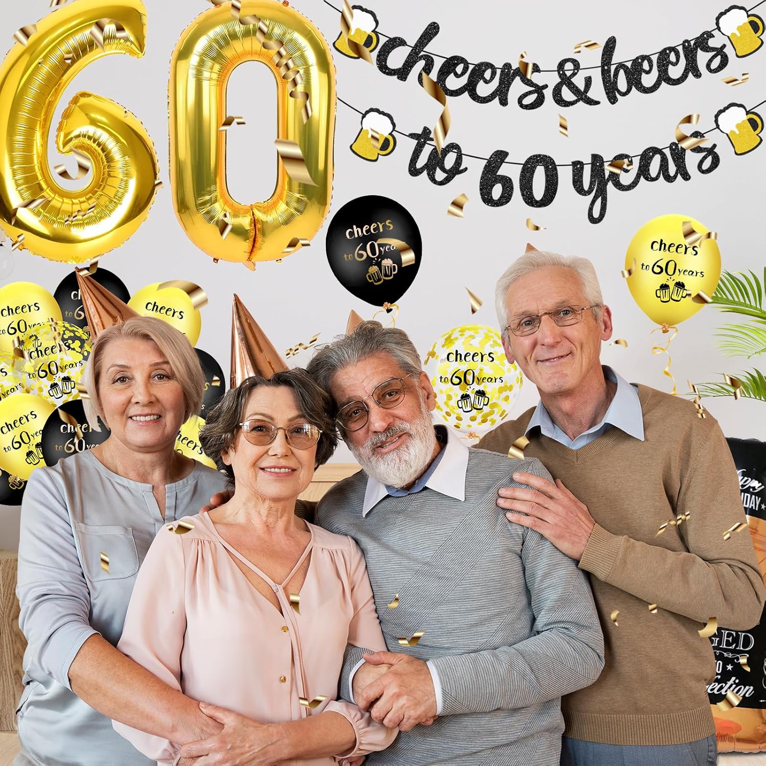 Thumbnail 3 de 60th Birthday Decorations Set in Black & Gold