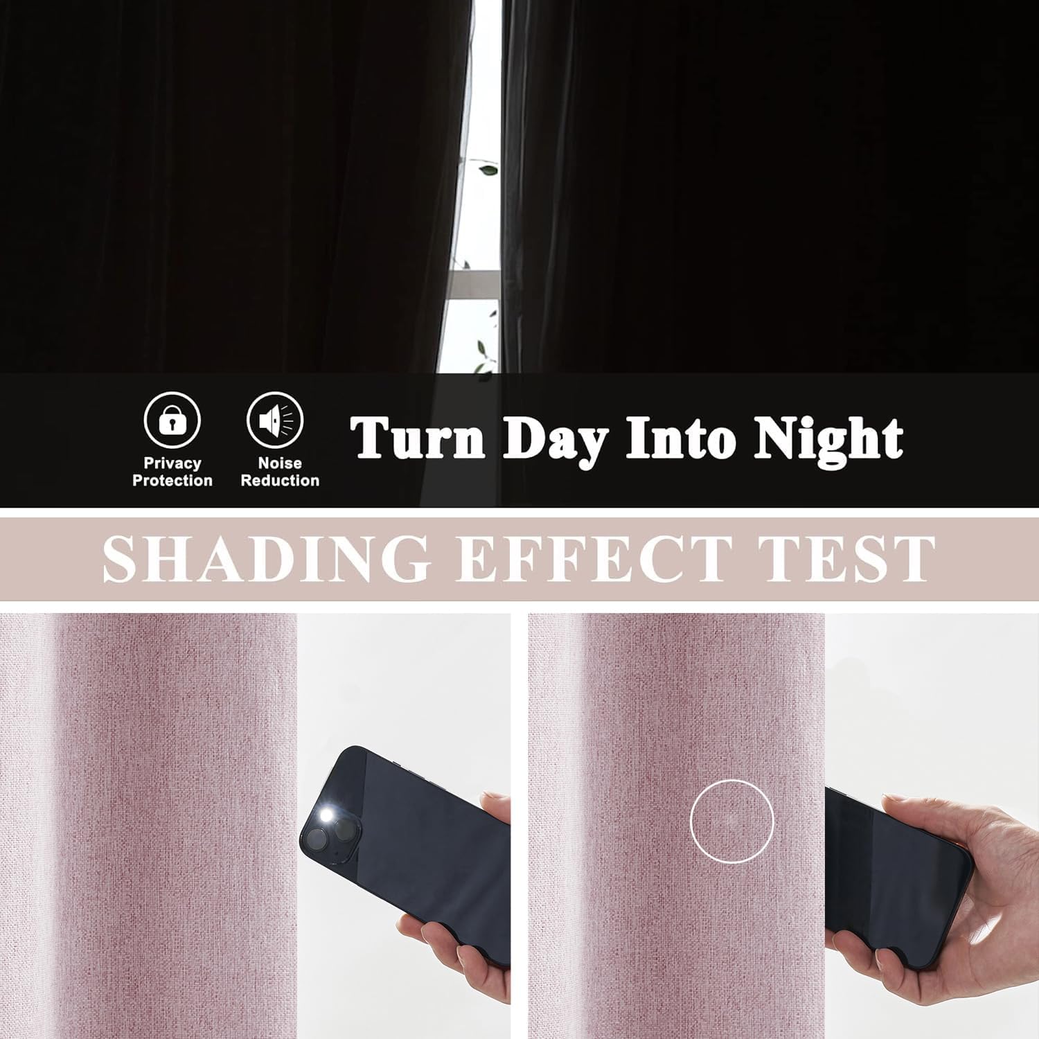 Detalle de Pink Full Blackout Curtains 90in for Nursery