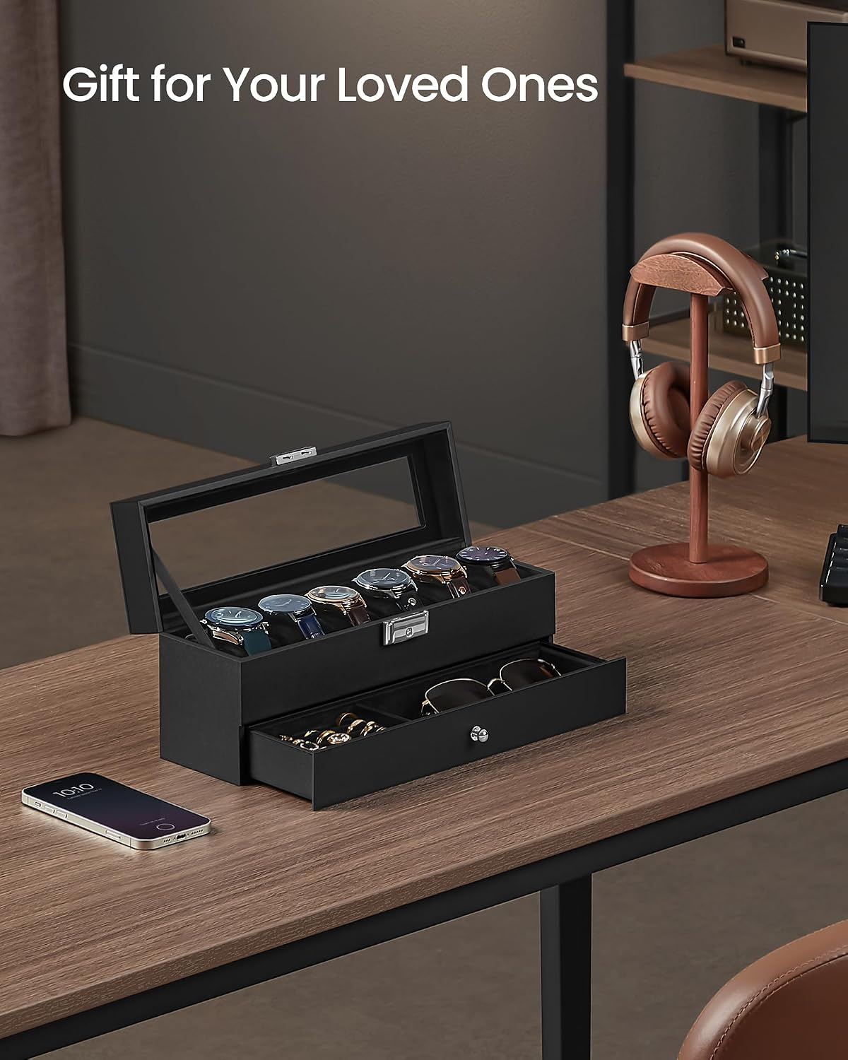 Detalle de SONGMICS JWB060B02 watch box for 6 watches