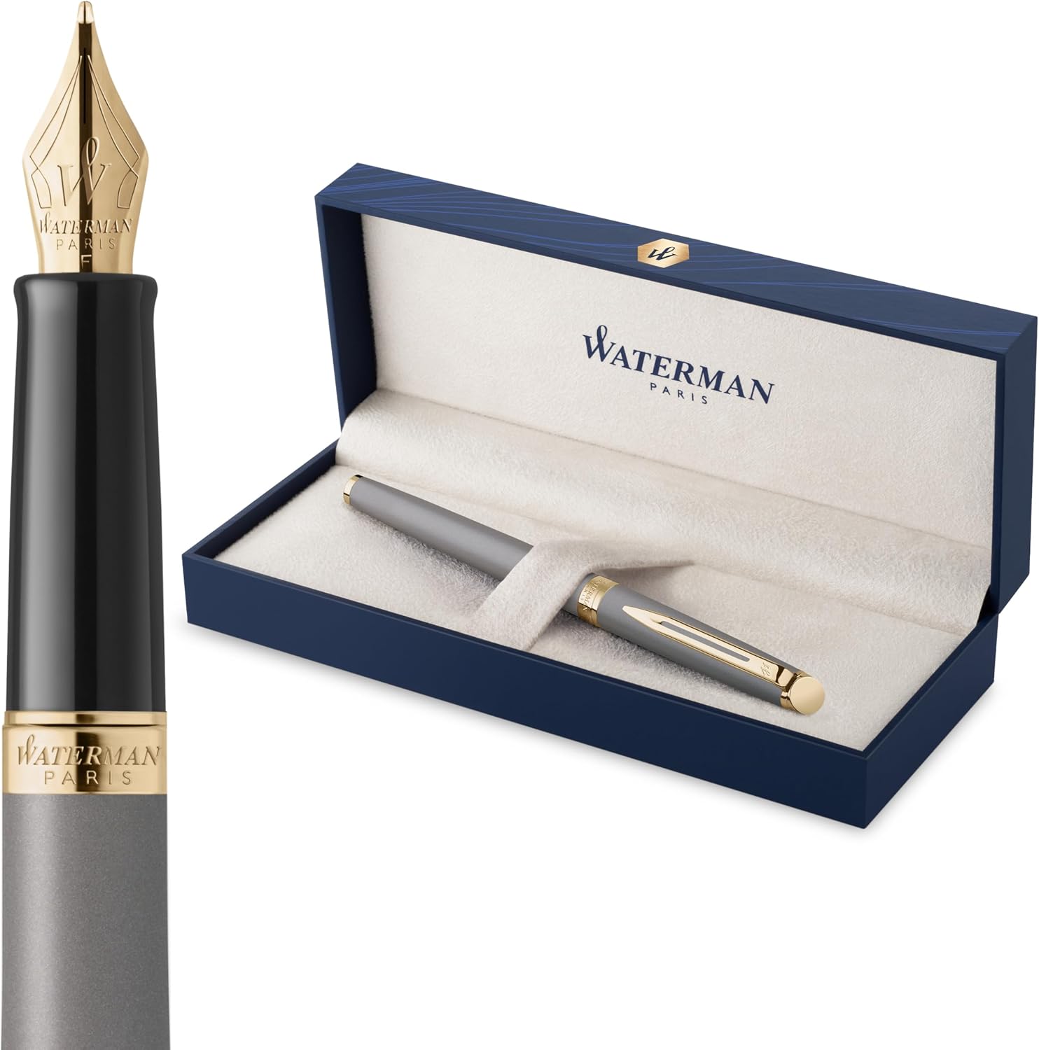 Detalle de WATERMAN 2217944 Hemisphère vulpen, steengrijs met medium penpunt