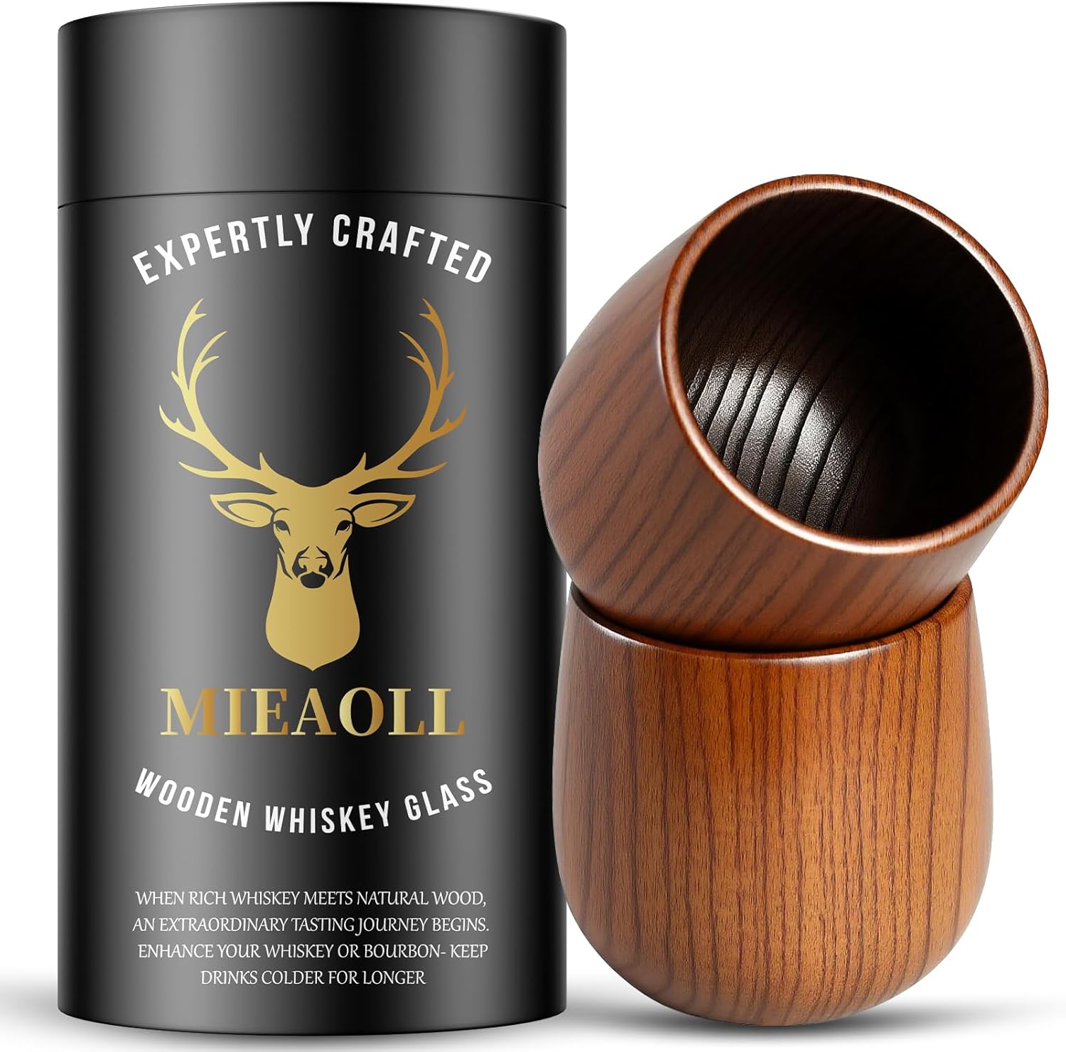 Wooden Whiskey Glasses 2 Pack 🥃