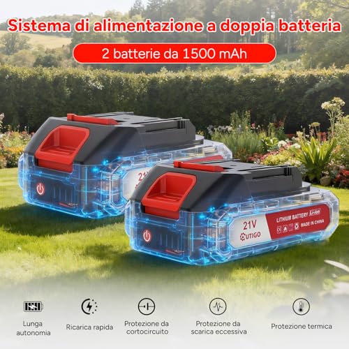 Detalle de OUTIGO Decespugliatore a Batteria 800 W con Tagliaerba Elettrico, 4 lame e asta telescopica 71–106 cm