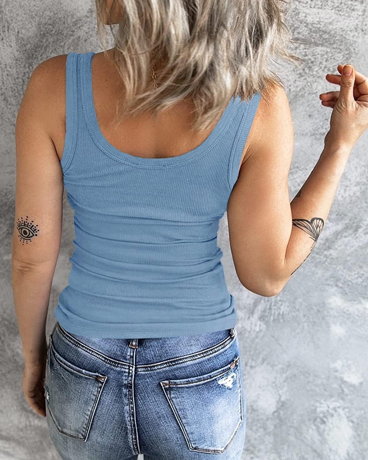 Thumbnail 1 de TrendiMax Women's Sleeveless Henley Tank Top