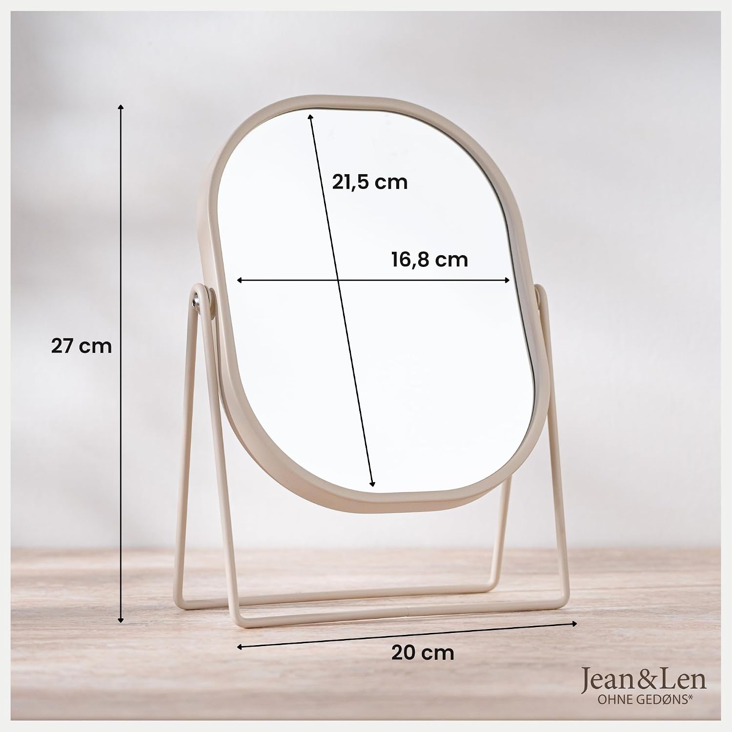Detalle de Jean & Len Specchio cosmetico in ferro opaco beige, ingrandimento 3x, 20 × 27 cm