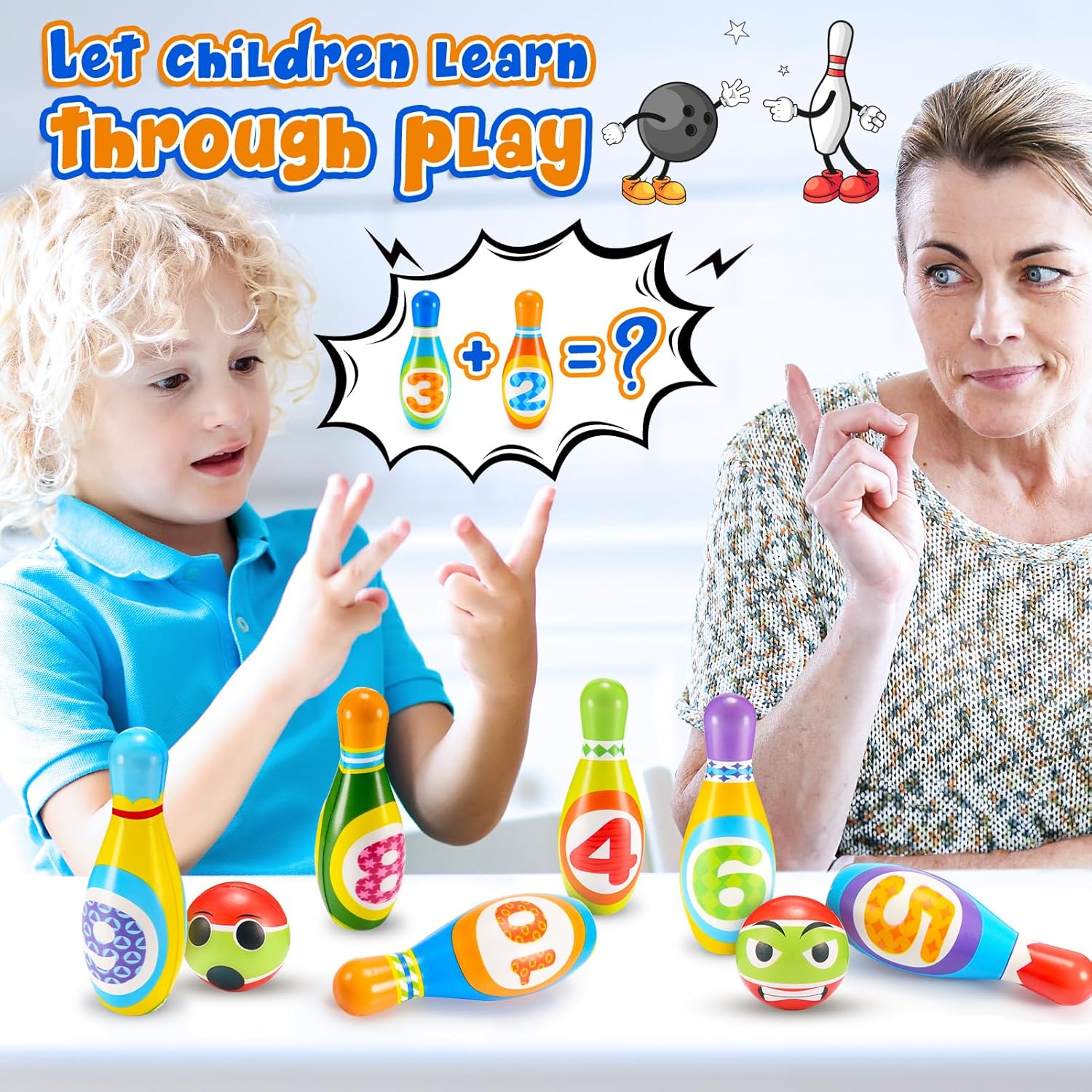 Detalle 2 de Qukir Bowling Set Kids 10-pin foam set
