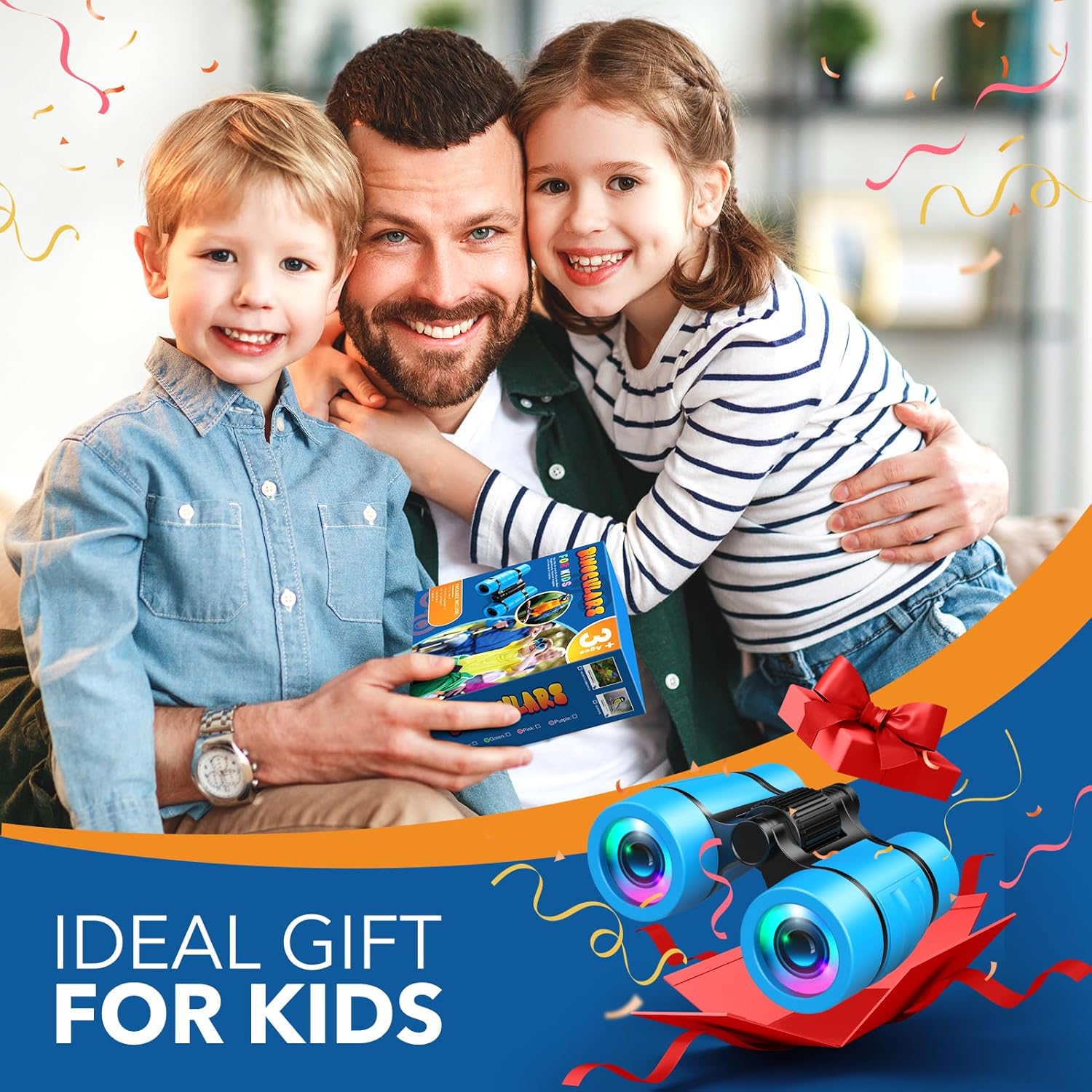 Thumbnail 5 de Kids Binoculars for Boys and Girls (Age 3–9) – 4x Magnification Travel Toy with Neck Strap & Carry Bag