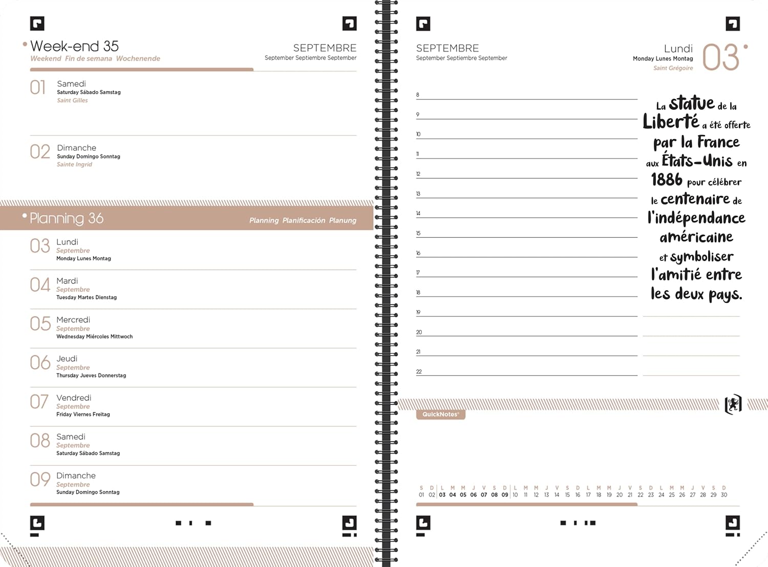 Detalle de Agenda Oxford Nude 12x18 cm – 1 jour par page, 352 pages, Argent