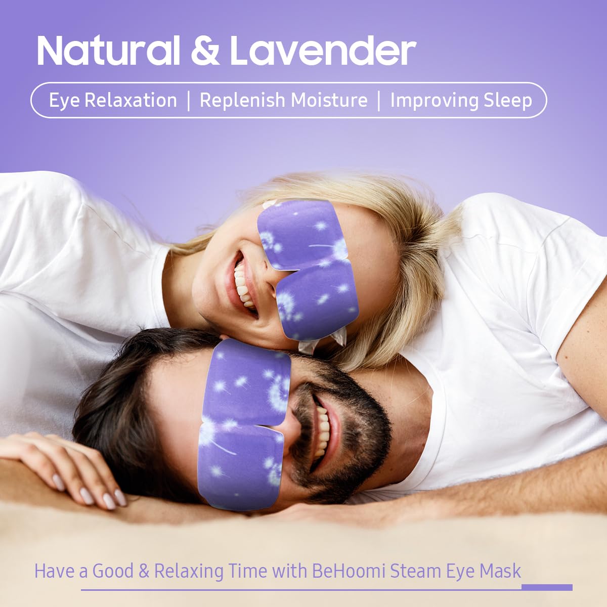 Detalle 2 de BeHoomi Lavender-20 Steam Eye Masks, Self-Heating Disposable 20-Pack