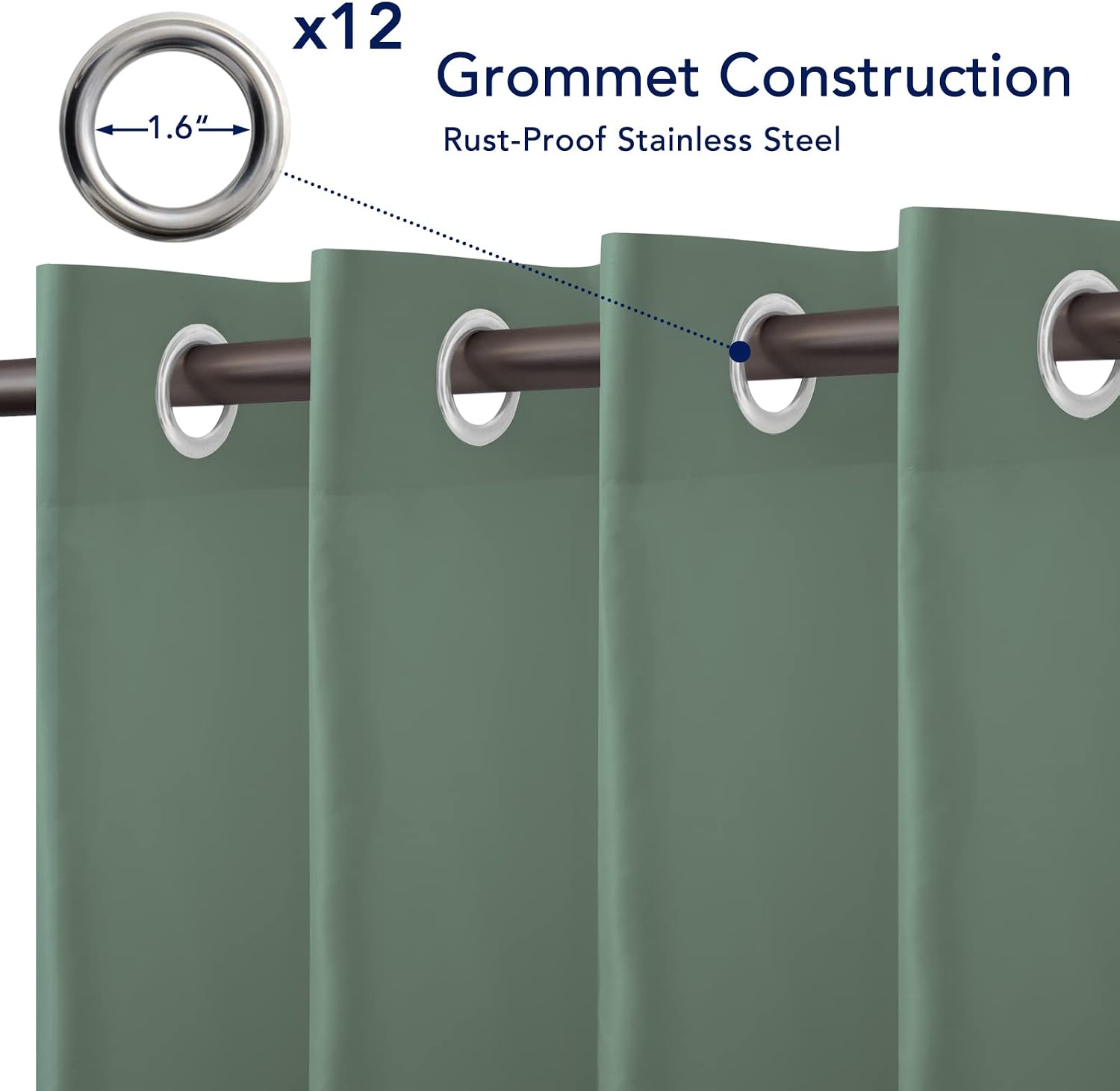 Detalle 2 de PureFit Model 1 Outdoor Curtain Panel, Sage Green, 100"W x 95"L