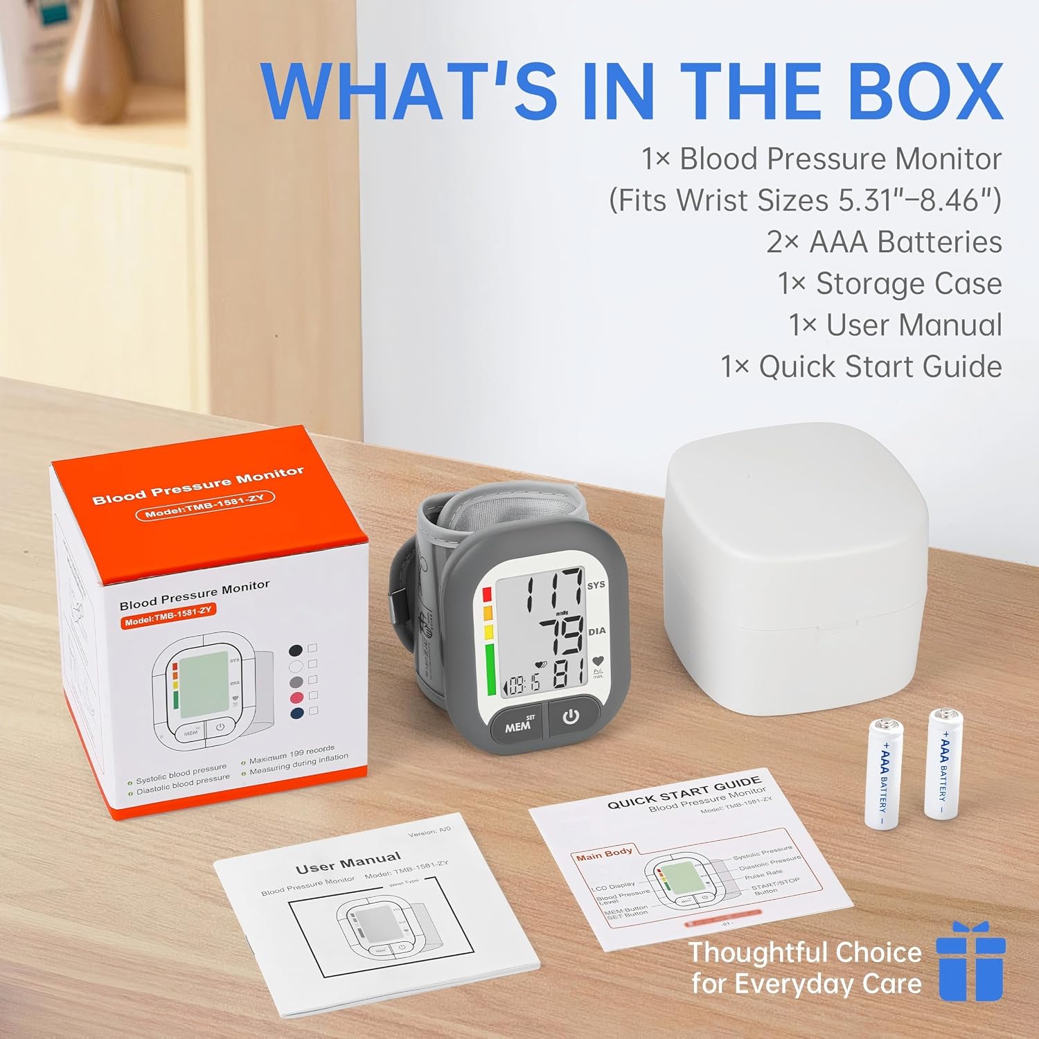 Thumbnail 6 de BENECEN TMB-1581-ZY Wrist Blood Pressure Monitor, 199-Reading Memory